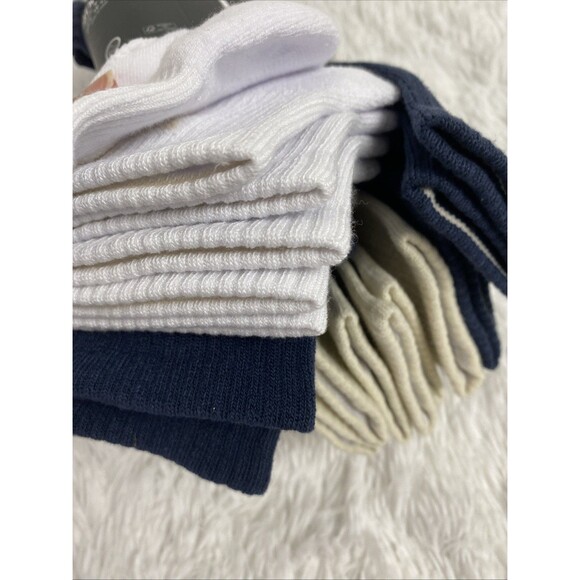 Hurley Quarter Crew Socks Sport Mens Designer Cushioned 10 Pack Navy Beige White - Picture 9 of 10